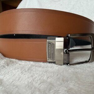 Dickies Reversible Leather Belt Brown Black Leather 36 in 1.5" Silver Buckle